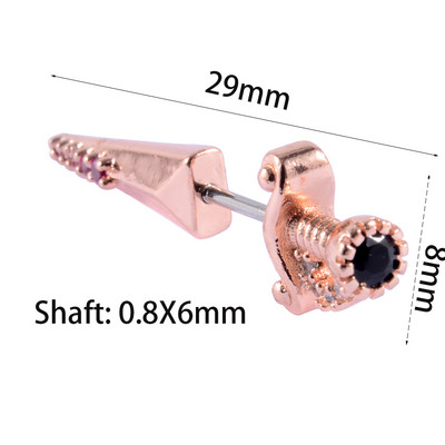 1 kom. ključna naušnica mač uho tragus helix hrskavica klin režanj piercing srce krilo utege s 20 g x 6 mm drškom nakit za tijelo