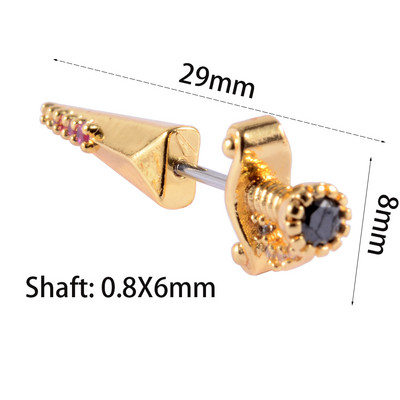 1 kom. ključna naušnica mač uho tragus helix hrskavica klin režanj piercing srce krilo utege s 20 g x 6 mm drškom nakit za tijelo