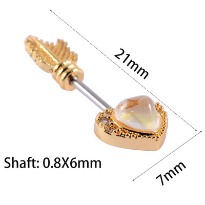 1 kom. ključna naušnica mač uho tragus helix hrskavica klin režanj piercing srce krilo utege s 20 g x 6 mm drškom nakit za tijelo