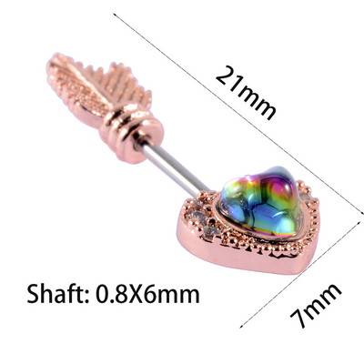 1 kom. ključna naušnica mač uho tragus helix hrskavica klin režanj piercing srce krilo utege s 20 g x 6 mm drškom nakit za tijelo