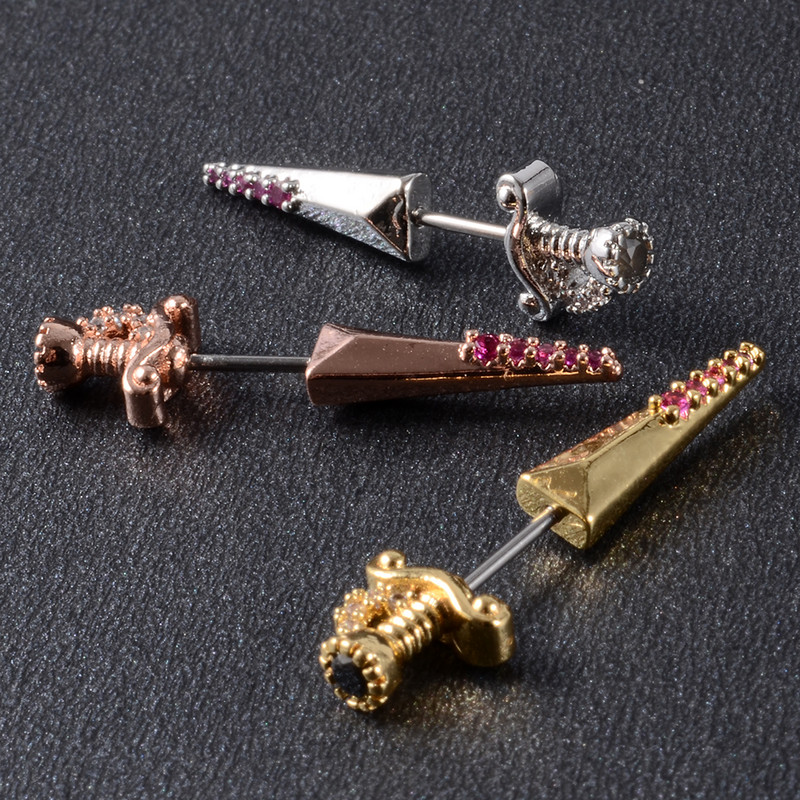 1 kom. ključna naušnica mač uho tragus helix hrskavica klin režanj piercing srce krilo utege s 20 g x 6 mm drškom nakit za tijelo