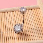 1 buc. Piercing la buric cu zirconiu Coroana la modă Cristal Inele pentru buric pentru femei Nombril Ombligo Piercing Curbat Barbell Bijuterii pentru corp