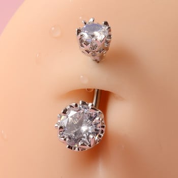 1 τμχ Ζιργκόν Ομφαλός Piercing Μοντέρνα κορώνα Κρυστάλλινα δαχτυλίδια κοιλιάς για γυναίκες Nombril Ombligo Piercing Καμπύλη μπάρα κοσμήματα σώματος