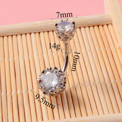 1 buc. Piercing la buric cu zirconiu Coroana la modă Cristal Inele pentru buric pentru femei Nombril Ombligo Piercing Curbat Barbell Bijuterii pentru corp