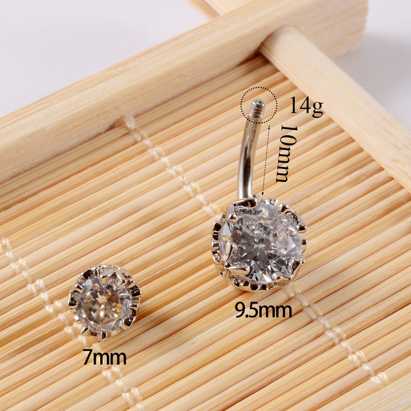 1 buc. Piercing la buric cu zirconiu Coroana la modă Cristal Inele pentru buric pentru femei Nombril Ombligo Piercing Curbat Barbell Bijuterii pentru corp