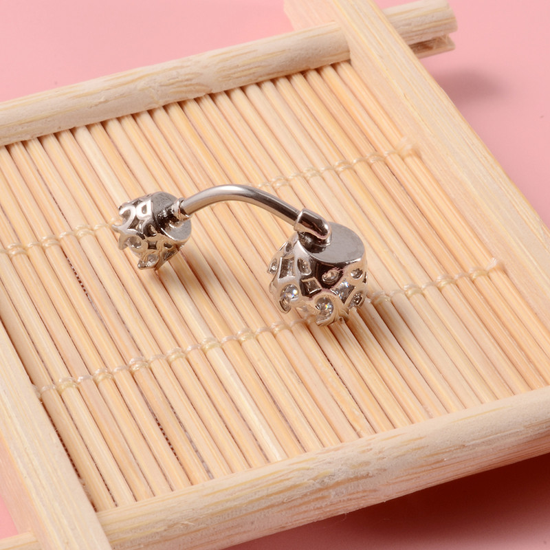 1 buc. Piercing la buric cu zirconiu Coroana la modă Cristal Inele pentru buric pentru femei Nombril Ombligo Piercing Curbat Barbell Bijuterii pentru corp
