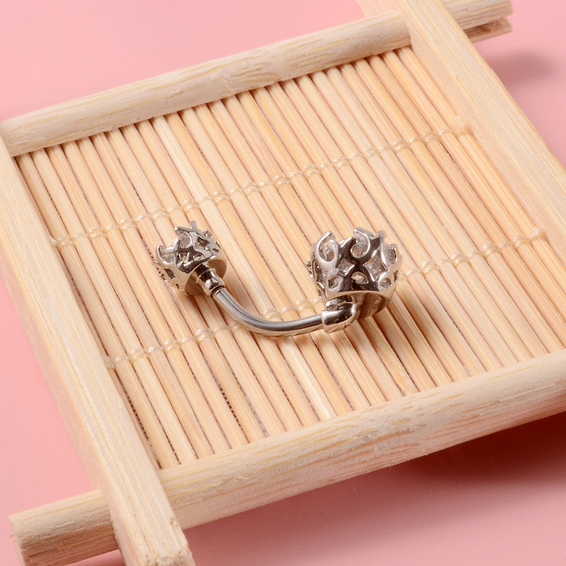 1 buc. Piercing la buric cu zirconiu Coroana la modă Cristal Inele pentru buric pentru femei Nombril Ombligo Piercing Curbat Barbell Bijuterii pentru corp
