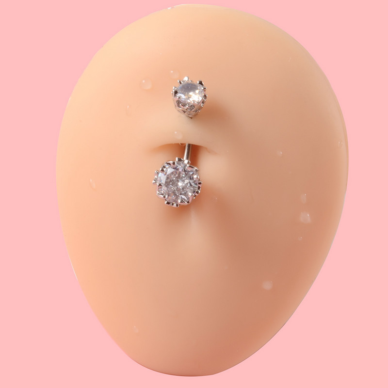 1 buc. Piercing la buric cu zirconiu Coroana la modă Cristal Inele pentru buric pentru femei Nombril Ombligo Piercing Curbat Barbell Bijuterii pentru corp