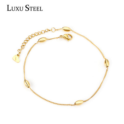 LUXUSTEEL de culoare aurie bile ovale accesorii glezne pentru femei modă stil drăguț glezne din oțel inoxidabil brățară nuntă plajă