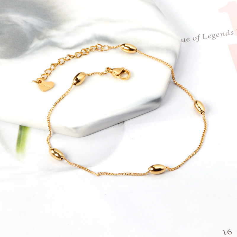 LUXUSTEEL de culoare aurie bile ovale accesorii glezne pentru femei modă stil drăguț glezne din oțel inoxidabil brățară nuntă plajă