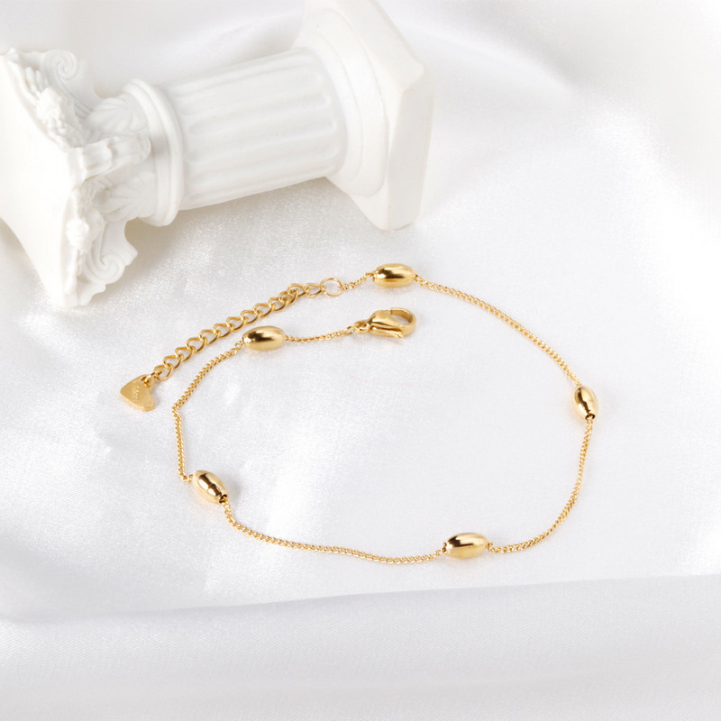 LUXUSTEEL de culoare aurie bile ovale accesorii glezne pentru femei modă stil drăguț glezne din oțel inoxidabil brățară nuntă plajă