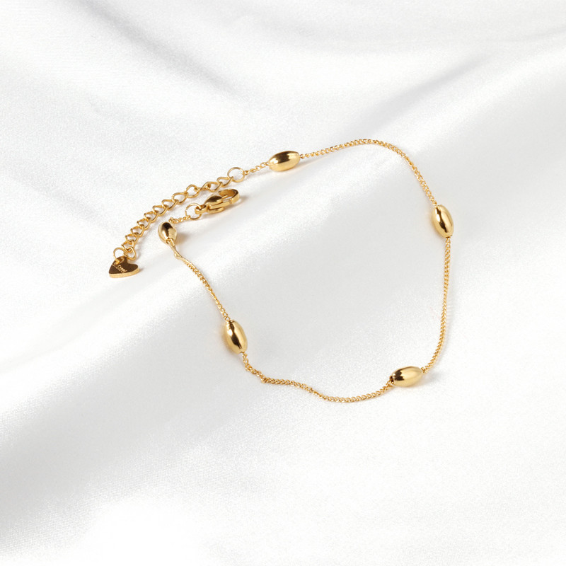 LUXUSTEEL de culoare aurie bile ovale accesorii glezne pentru femei modă stil drăguț glezne din oțel inoxidabil brățară nuntă plajă