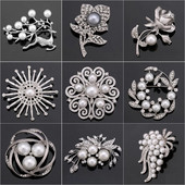 Luksuslik disainitud lillepross Naiste kividest pärlipross naistele jõulukingiks