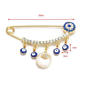 New Fashion Lucky Eye Blue Turkish Evil Eye Simple Palm Καρφίτσα Χρυσό Χρώμα κράμα Charm Καρφίτσα για γυναίκες Ανδρικά κοσμήματα μόδας