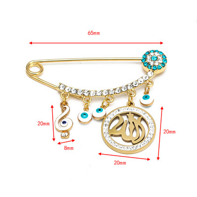 Nova moda Lucky Eye plavo tursko zlo oko Jednostavan broš s dlanom Zlatna boja Legirani šarm broš za žene Muškarci Modni nakit