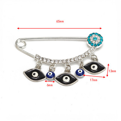 Nova moda Lucky Eye plavo tursko zlo oko Jednostavan broš s dlanom Zlatna boja Legirani šarm broš za žene Muškarci Modni nakit