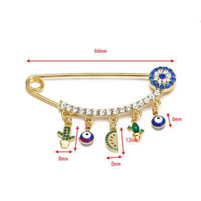 Nova moda Lucky Eye plavo tursko zlo oko Jednostavan broš s dlanom Zlatna boja Legirani šarm broš za žene Muškarci Modni nakit