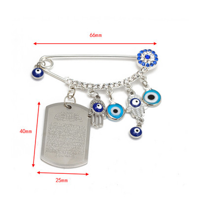 Nova moda Lucky Eye plavo tursko zlo oko Jednostavan broš s dlanom Zlatna boja Legirani šarm broš za žene Muškarci Modni nakit