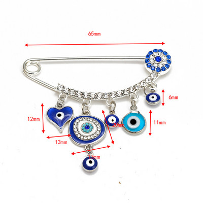 Nova moda Lucky Eye plavo tursko zlo oko Jednostavan broš s dlanom Zlatna boja Legirani šarm broš za žene Muškarci Modni nakit