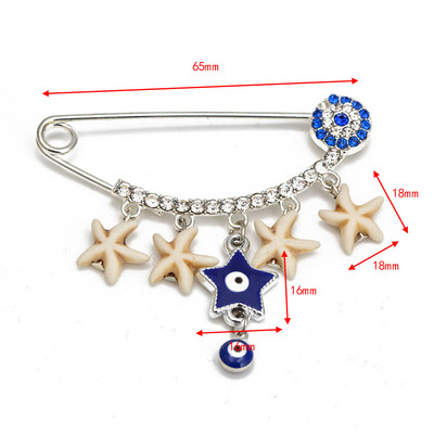 Nova moda Lucky Eye plavo tursko zlo oko Jednostavan broš s dlanom Zlatna boja Legirani šarm broš za žene Muškarci Modni nakit