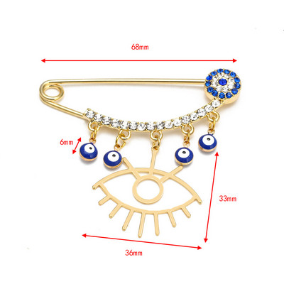 Nova moda Lucky Eye plavo tursko zlo oko Jednostavan broš s dlanom Zlatna boja Legirani šarm broš za žene Muškarci Modni nakit