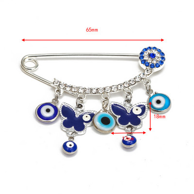 Nova moda Lucky Eye plavo tursko zlo oko Jednostavan broš s dlanom Zlatna boja Legirani šarm broš za žene Muškarci Modni nakit