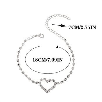 Луксозна гривна със сърце с кристали за жени Изящна ЛЮБОВНА Звезда с кръст Верига за крака Плажно парти Аксесоари за глезена Гривна Подарък за двойка
