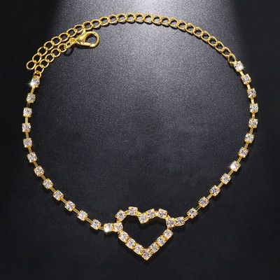 Luksuzna narukvica u obliku srca sa vještačkim dijamantima za žene Izuzetan LOVE Star Cross Lančić za stopala Dodaci za gležnjeve za zabavu na plaži Narukvica Poklon za par