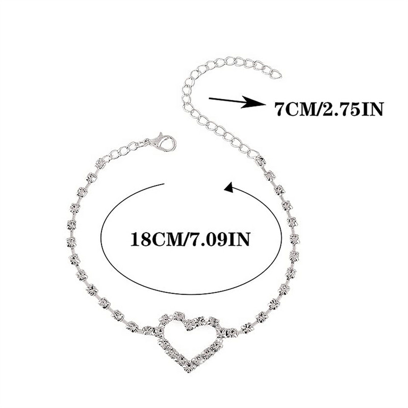 Luksuzna narukvica u obliku srca sa vještačkim dijamantima za žene Izuzetan LOVE Star Cross Lančić za stopala Dodaci za gležnjeve za zabavu na plaži Narukvica Poklon za par
