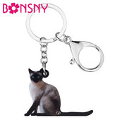 Bonsny akrilni crni orijentalni kratkodlaki mačji privjesci za ključeve Slatki mačići privjesak za ključeve Nakit za žene Djevojke Prijatelji Novitet poklon privjesci
