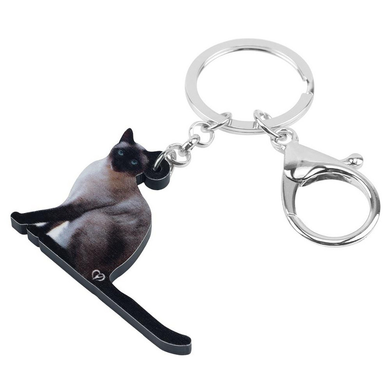 Bonsny akrilni crni orijentalni kratkodlaki mačji privjesci za ključeve Slatki mačići privjesak za ključeve Nakit za žene Djevojke Prijatelji Novitet poklon privjesci