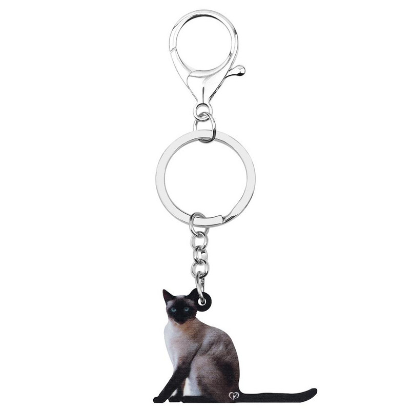Bonsny akrilni crni orijentalni kratkodlaki mačji privjesci za ključeve Slatki mačići privjesak za ključeve Nakit za žene Djevojke Prijatelji Novitet poklon privjesci