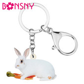 Bonsny akrilna bijela uskršnja mrkva zec zec zeko privjesci za ključeve s printom životinjski privjesak za ključeve nakit za žene djevojka dječja torba auto pribor