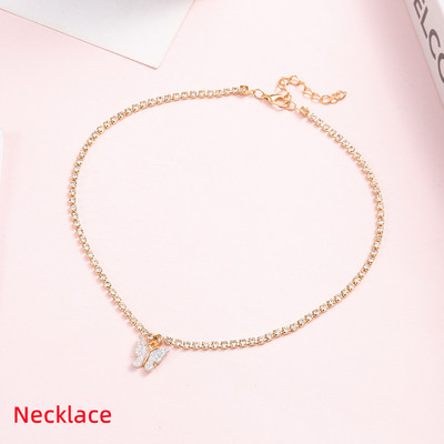 1 kom. Luksuzni svjetlucavi leptir privjesak, privjesak za gležnjeve, ogrlica za žene, ogrlica s umetnutim kamenčićima, lančić od legure, narukvica za stopala