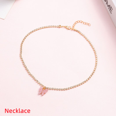 1 kom. Luksuzni svjetlucavi leptir privjesak, privjesak za gležnjeve, ogrlica za žene, ogrlica s umetnutim kamenčićima, lančić od legure, narukvica za stopala