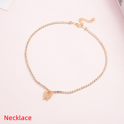 1 kom. Luksuzni svjetlucavi leptir privjesak, privjesak za gležnjeve, ogrlica za žene, ogrlica s umetnutim kamenčićima, lančić od legure, narukvica za stopala