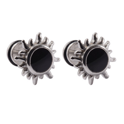 2Pcs kirurški čelični muški klin za uho Sun Cross Dizajn Lažni Plug Expander Lobe Naušnice Cheater Piercing Gauge Stretchers Nakit