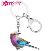 Bonsny Privjesci za ključeve od akrilnog mramoriranog drveta Realistične ptice i životinje Kerying Privjesak za ključeve Nakit za žene Muškarci Dječja modna dekoracija