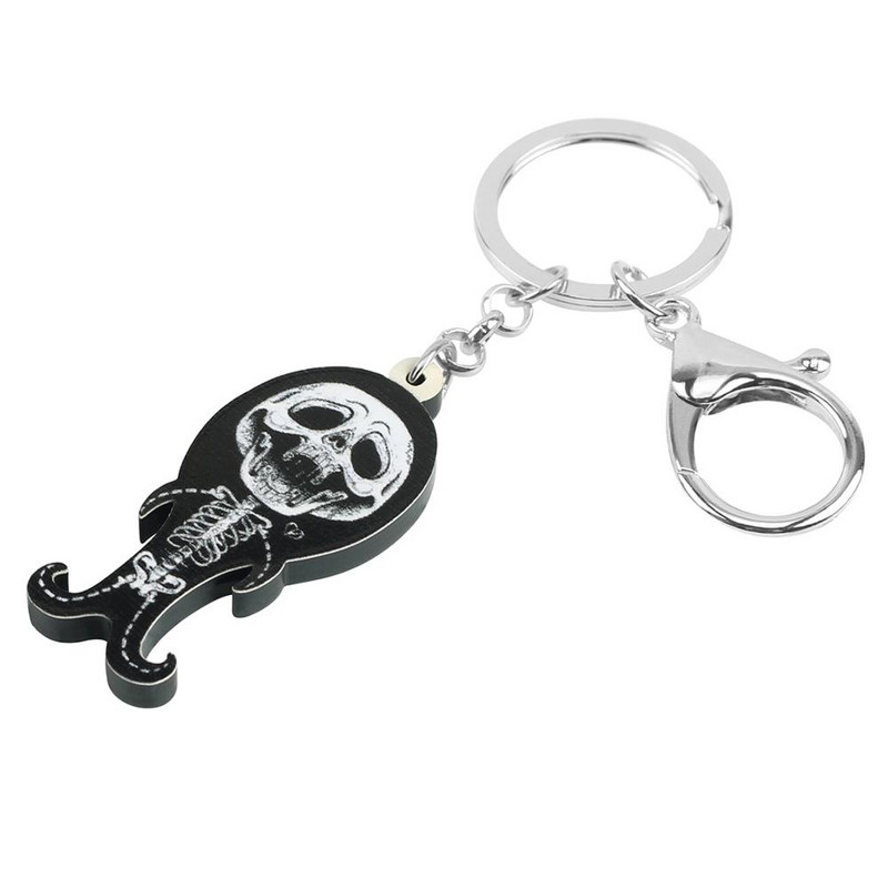 Bonsny acrilic Halloween craniu schelet breloc breloc estetic lung imprimare breloc bijuterii cadou pentru femei copii adolescenți