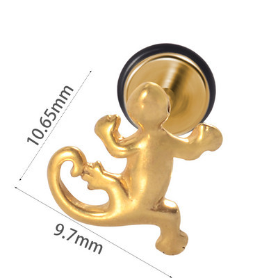 1db Rozsdamentes acél hamis fülbevaló Punk Gyík Rénszarvas Fül Tragus Porc Stud Moon & Sun Lobe Unisex Helix Piercing 16g