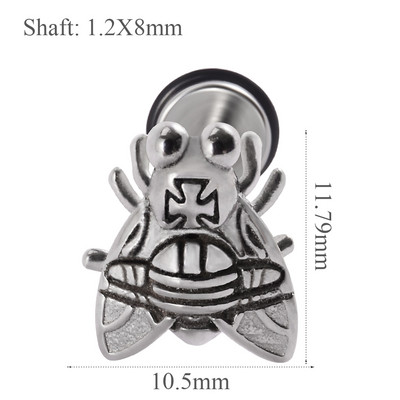 1db Rozsdamentes acél hamis fülbevaló Punk Gyík Rénszarvas Fül Tragus Porc Stud Moon & Sun Lobe Unisex Helix Piercing 16g