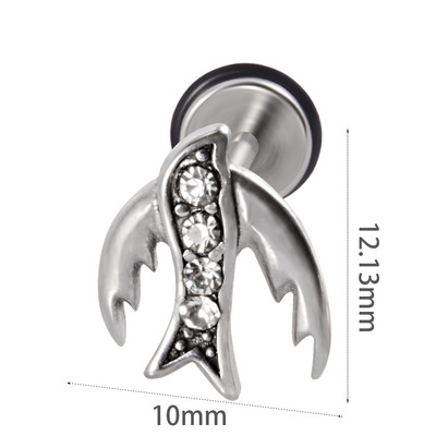 1db Rozsdamentes acél hamis fülbevaló Punk Gyík Rénszarvas Fül Tragus Porc Stud Moon & Sun Lobe Unisex Helix Piercing 16g