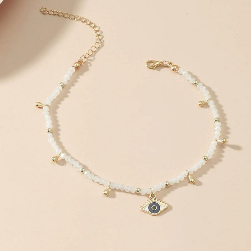 Boho colorat cristal cu margele ochi gleznă pandantiv ochi rău brăţară gleznă femei vară ocean plajă bijuterii picioare accesorii cadouri
