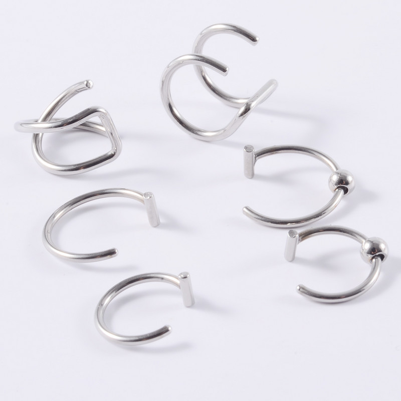 Női ajkak Gyűrűk Orvosi Titán acél orrgyűrű Hamis orrgyűrű septum piercing kapocs a szájon gyűrű hamis piercing testkapocs karika