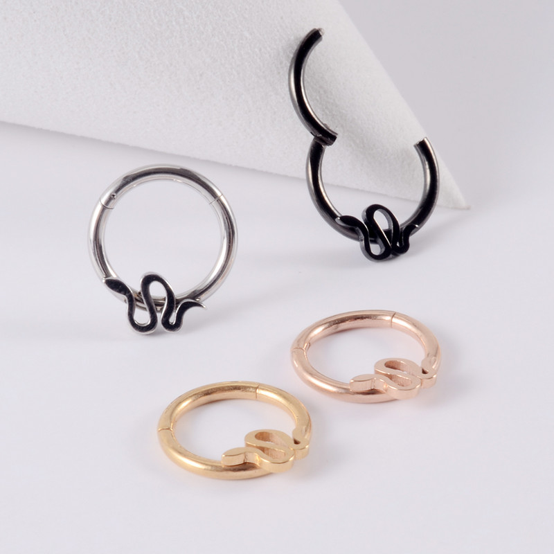 16g Șarpe Ureche Clicker Nas Buza Segment Inele cu balamale Ureche Daith Snug Helix Cartilaj Septum Hoop Inel Piercing Bijuterii pentru corp 16g