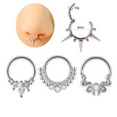 1 buc 361L din oțel chirurgical zircon Septum cu balamale Clicker pentru nas Inel inel Tragus Cartilaj Daith Piercing Helix Rook Cercei Bijuterii