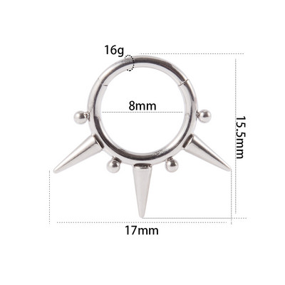 1 buc 361L din oțel chirurgical zircon Septum cu balamale Clicker pentru nas Inel inel Tragus Cartilaj Daith Piercing Helix Rook Cercei Bijuterii
