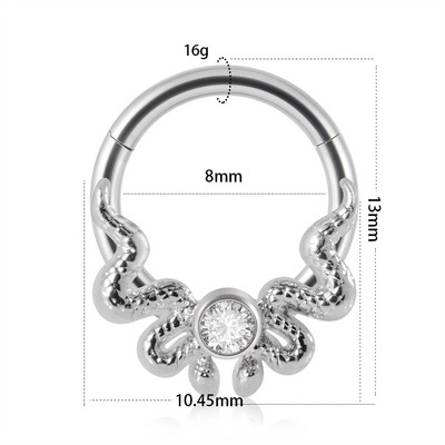 1 buc 361L din oțel chirurgical zircon Septum cu balamale Clicker pentru nas Inel inel Tragus Cartilaj Daith Piercing Helix Rook Cercei Bijuterii
