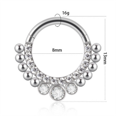 1 buc 361L din oțel chirurgical zircon Septum cu balamale Clicker pentru nas Inel inel Tragus Cartilaj Daith Piercing Helix Rook Cercei Bijuterii