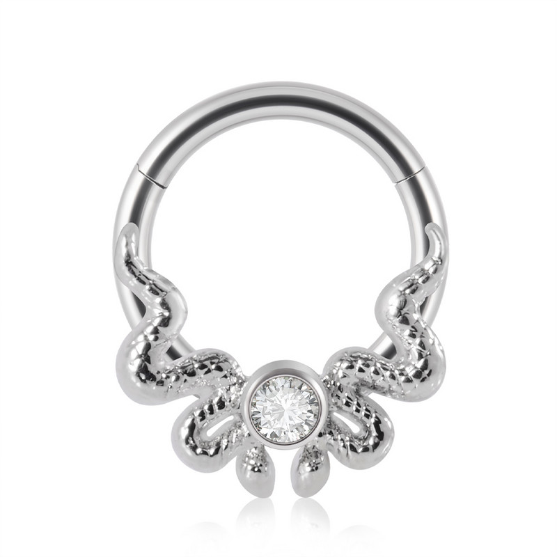1 buc 361L din oțel chirurgical zircon Septum cu balamale Clicker pentru nas Inel inel Tragus Cartilaj Daith Piercing Helix Rook Cercei Bijuterii